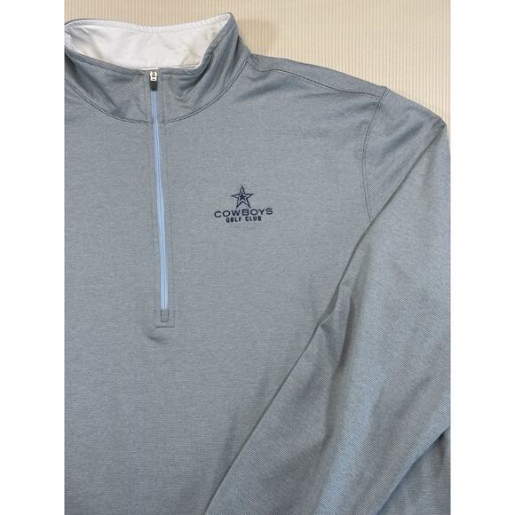 Straight Down Men’s Large Cowboys Golf Club 1/4 Zip Pullover Blue Gray Stretch - Picture 3 of 10